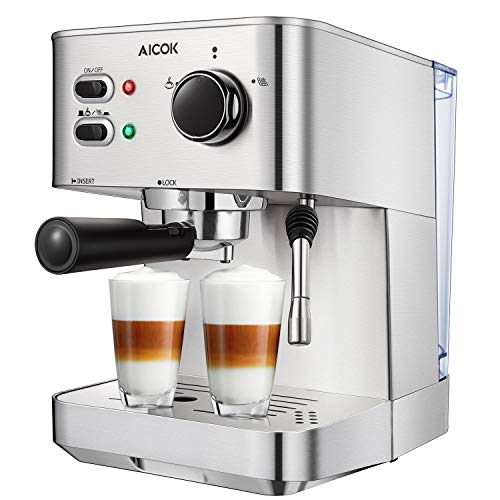 AICOK Espresso Machine, Cappuccino Coffee Maker with Milk Steamer