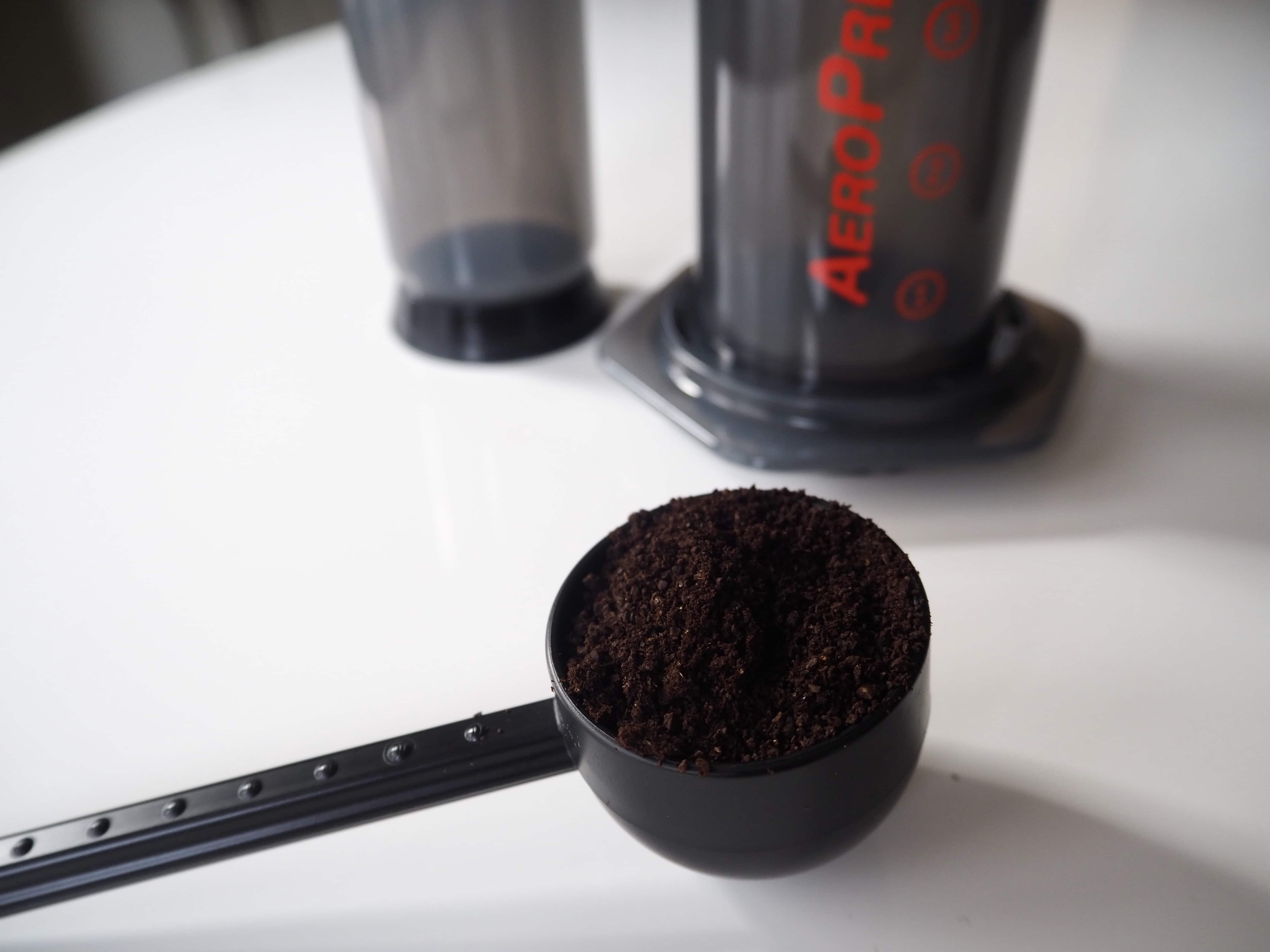 coffee grounds and AeroPress