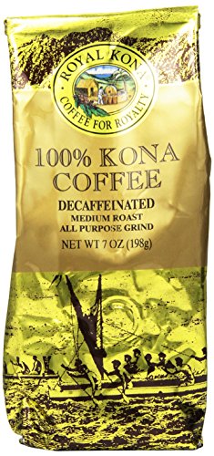 Royal Kona 100% Kona Coffee, Decaf, Medium Roast, Ground, 7 Ounce