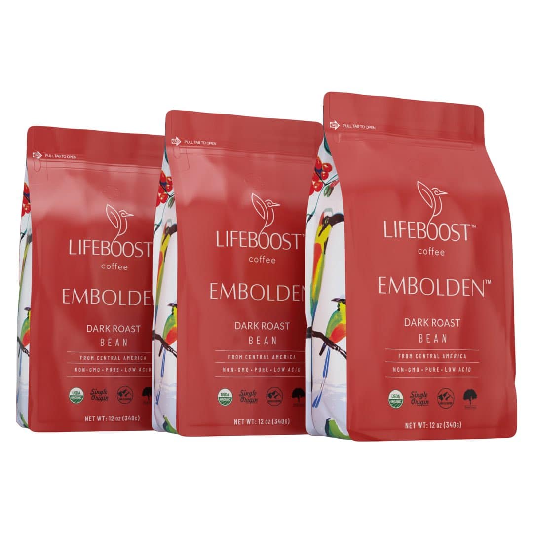 Lifeboost dark roast coffee bags