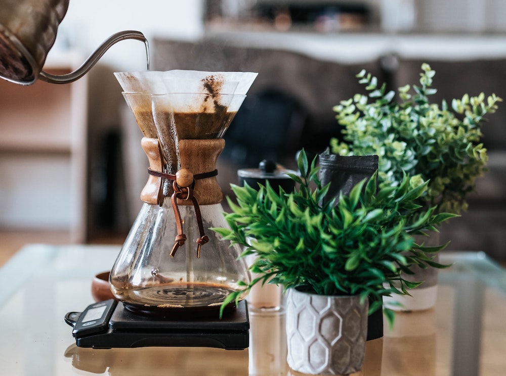 coffee scale with Chemex brewing