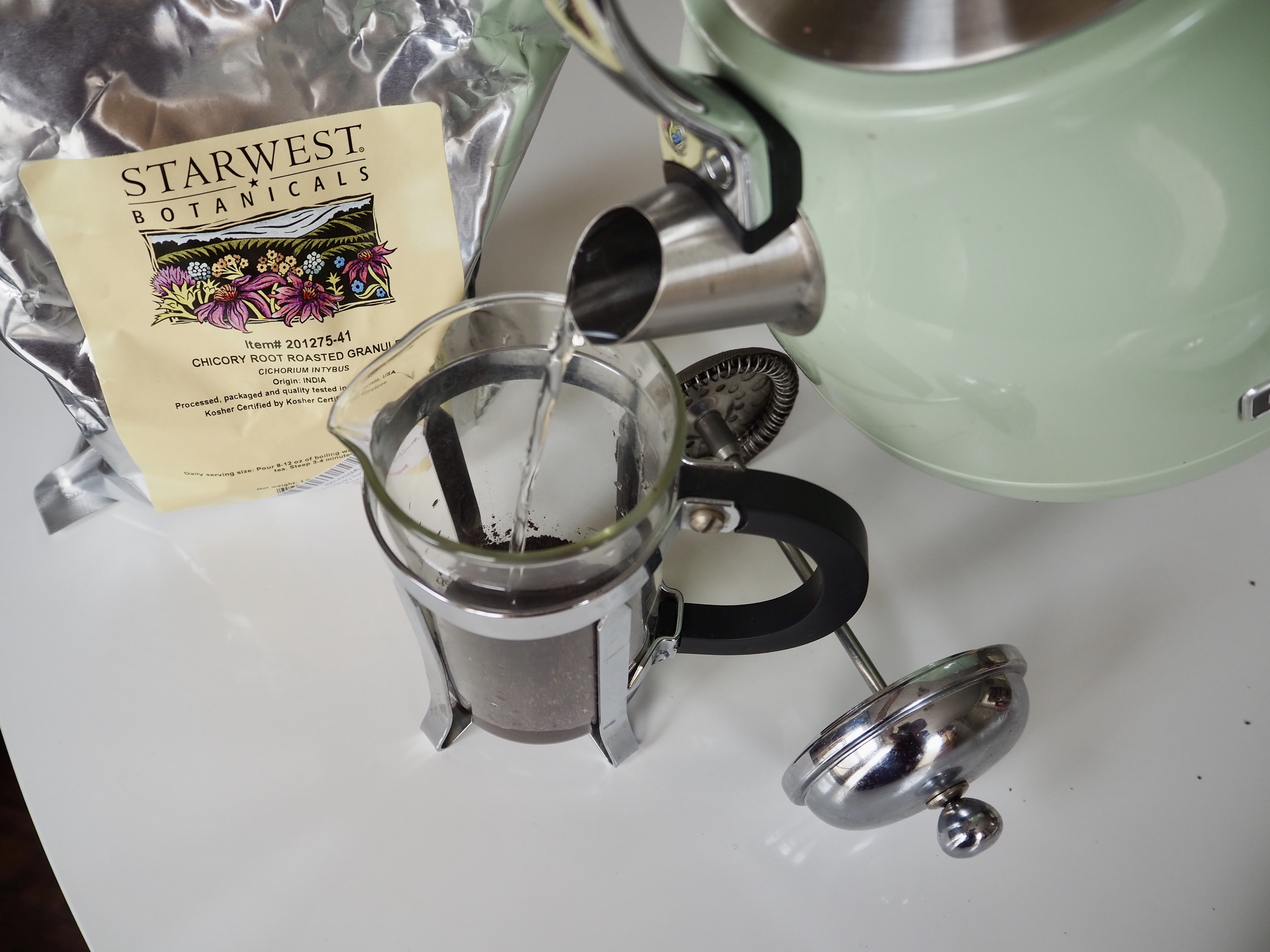 Add boiling water to the French press