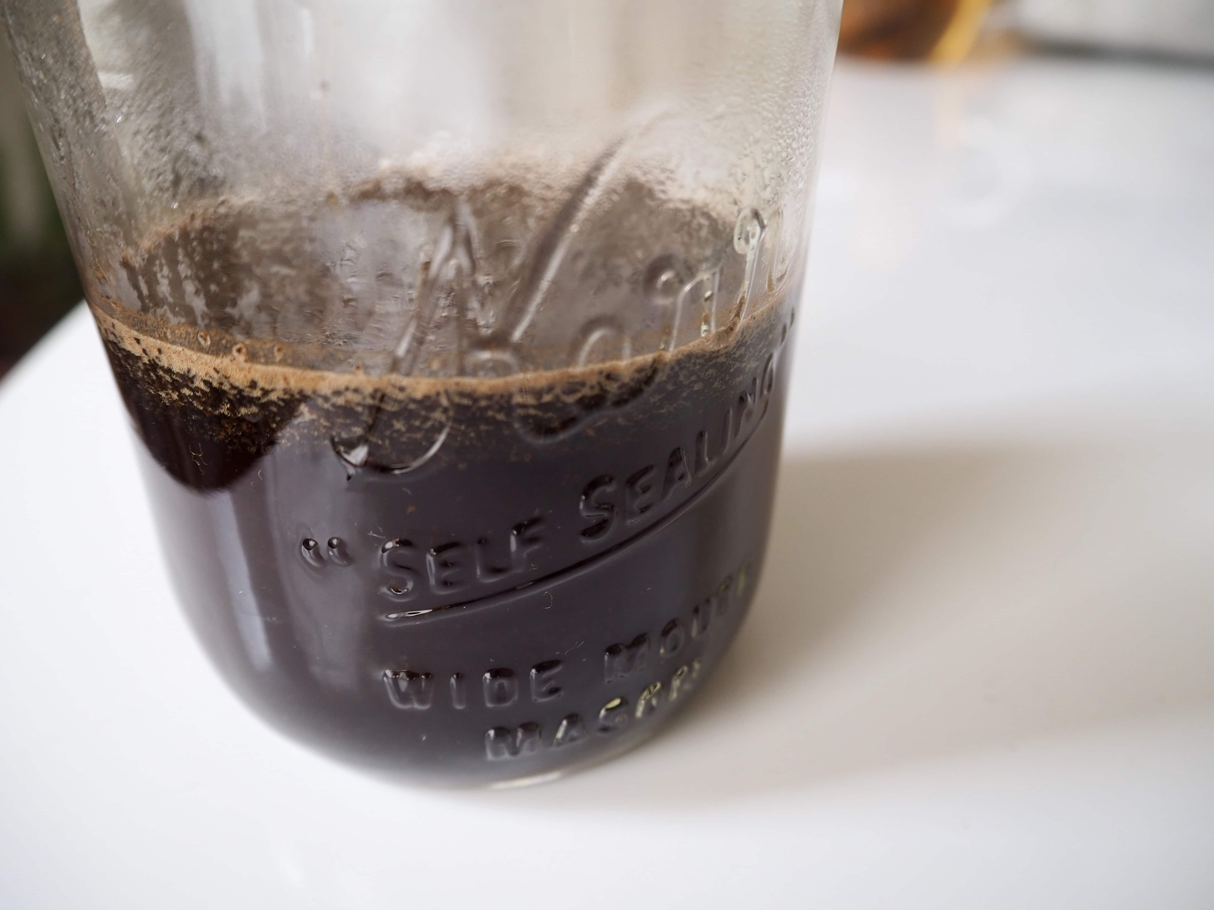 Hot coffee in a Mason jar