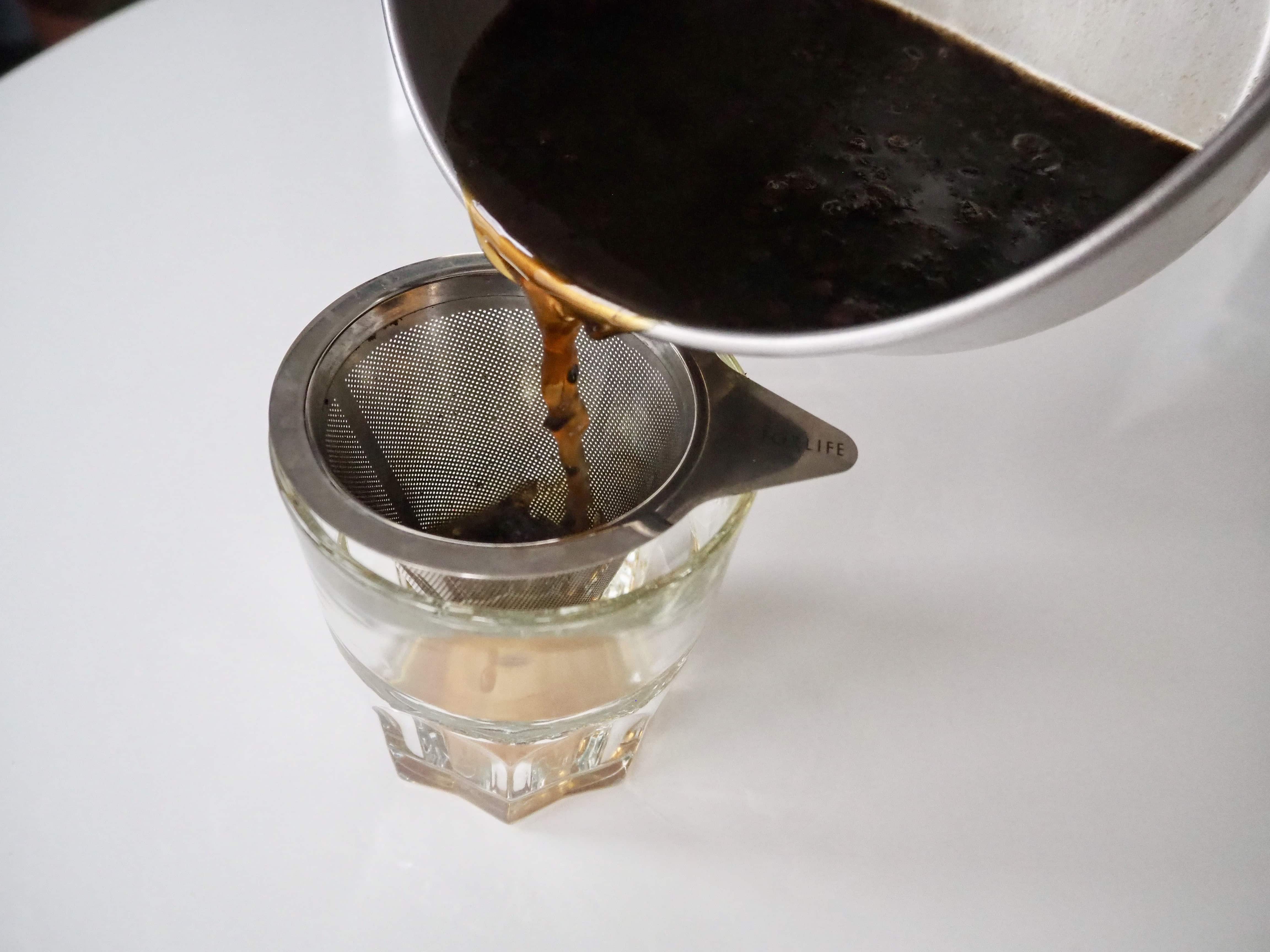 Pour through strainer