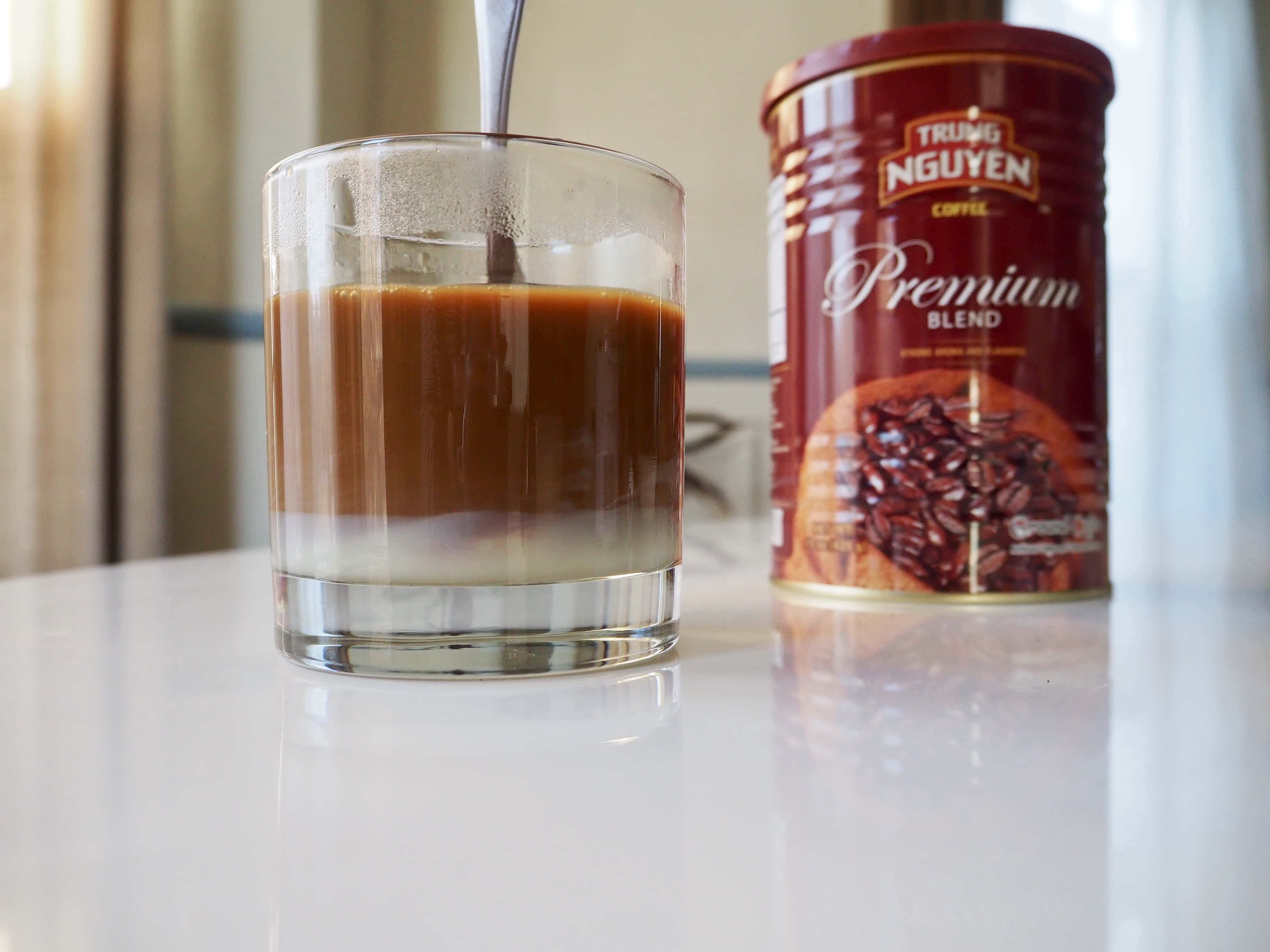 Stirring Vietnamese coffee