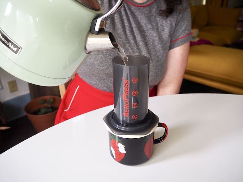 Add water to AeroPress