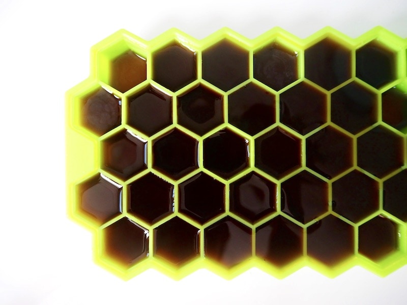 coffee ice cubes in freezer