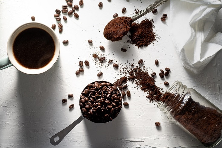 coffee beans and powder