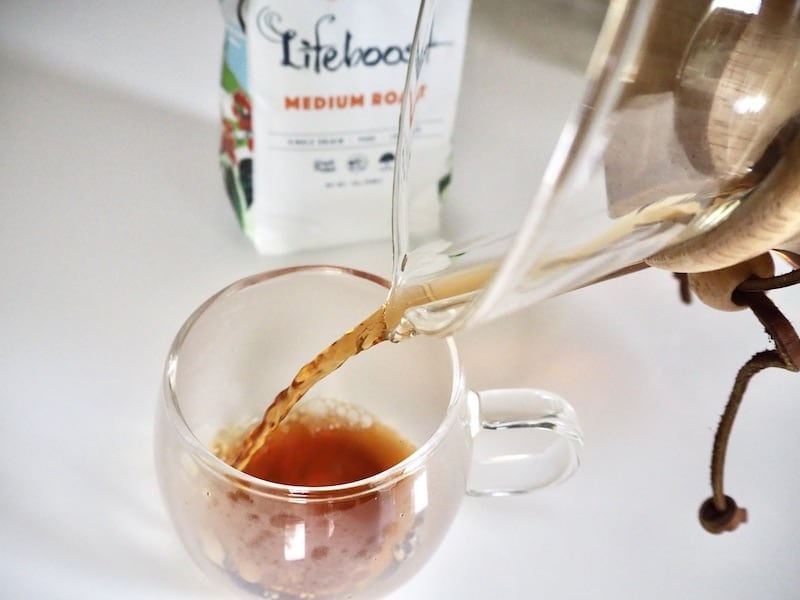 lifeboost brewed coffee pouring