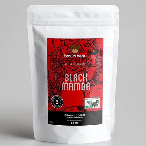 Brown Bear Black Mamba Robusta High Caffeine Blend, Ground Coffee