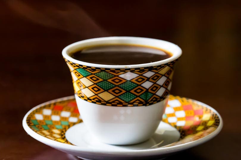 hot ethiopian coffee in a traditional cup