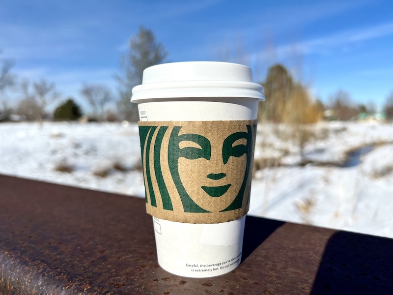 Starbucks hot drink in cup with sleeve_Kate