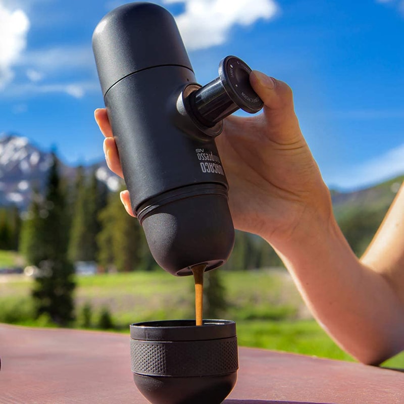 making coffee using WACACO Minipresso NS